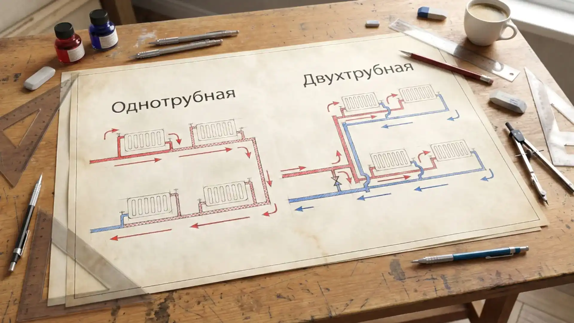 Однотрубная и двухтрубная система отопления
