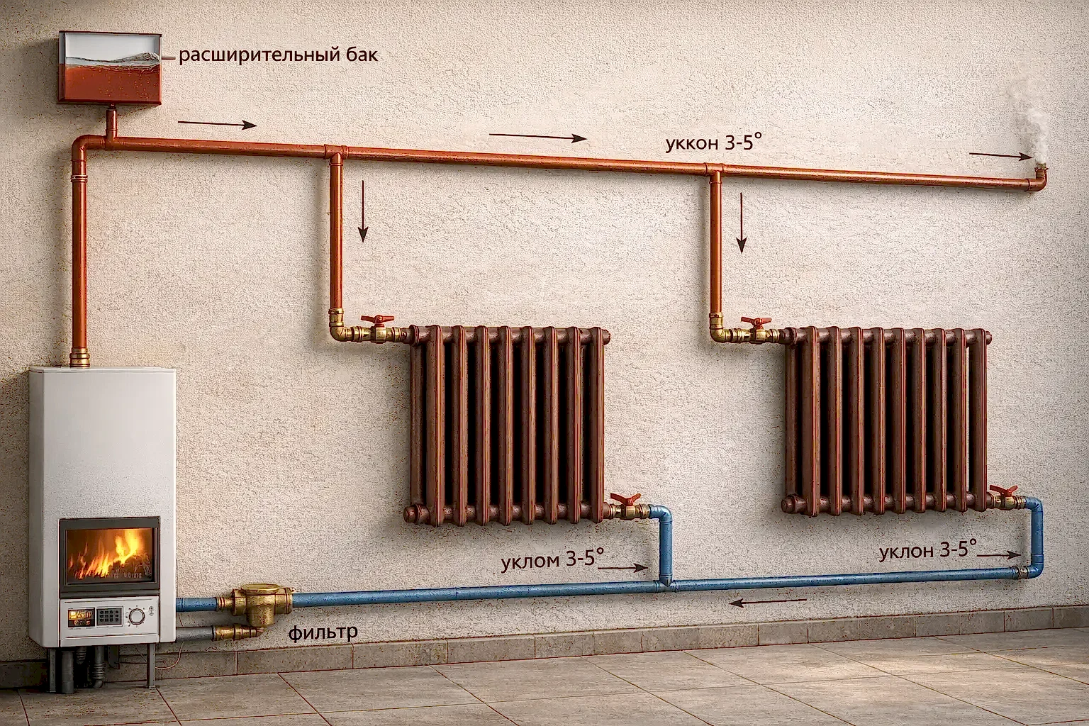 Отопление с естественной циркуляцией