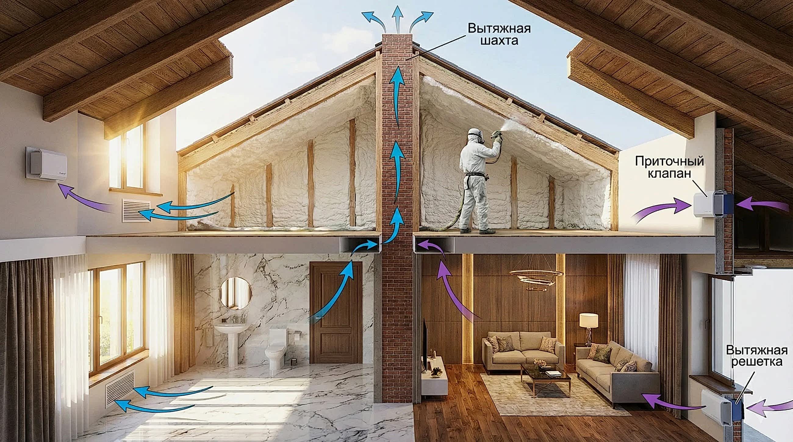 Приточная вентиляция в деревянном доме